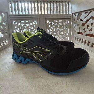 Reebok ZigTech Men’s Tennis Shoes Black, Blue & neon green yellow 8.5